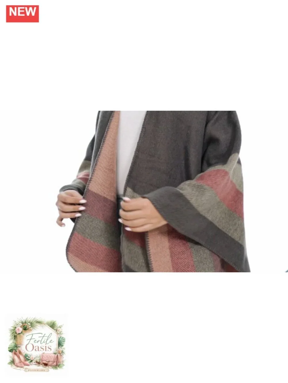 Women's Cozy Knit Poncho Shawl Wrap Cape Cardigan Open Front